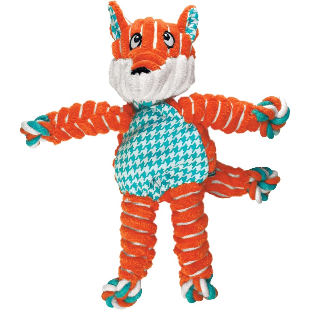 KONG Floppy Knots Fox Dog Toy For Medium And Large Dogs With Internal Cotton Rope Skeleton And Squeaker For Interactive Play