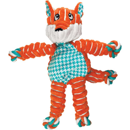 KONG Floppy Knots Fox Dog Toy For Medium And Large Dogs With Internal Cotton Rope Skeleton And Squeaker For Interactive Play