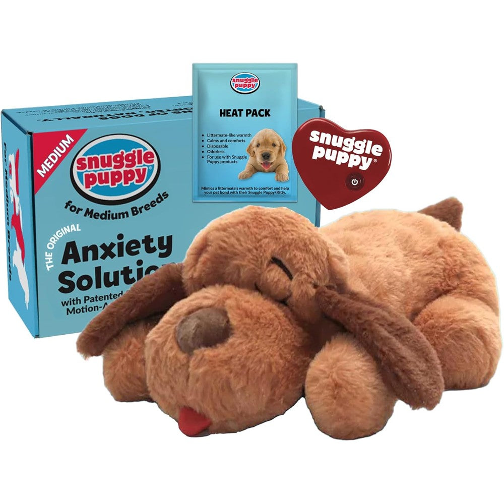 Snuggle Puppie Original Heartbeat Puppy Toy With Real-Feel Pulse And Heat Pack For Anxiety Relief And Crate Training In Biscuit Color