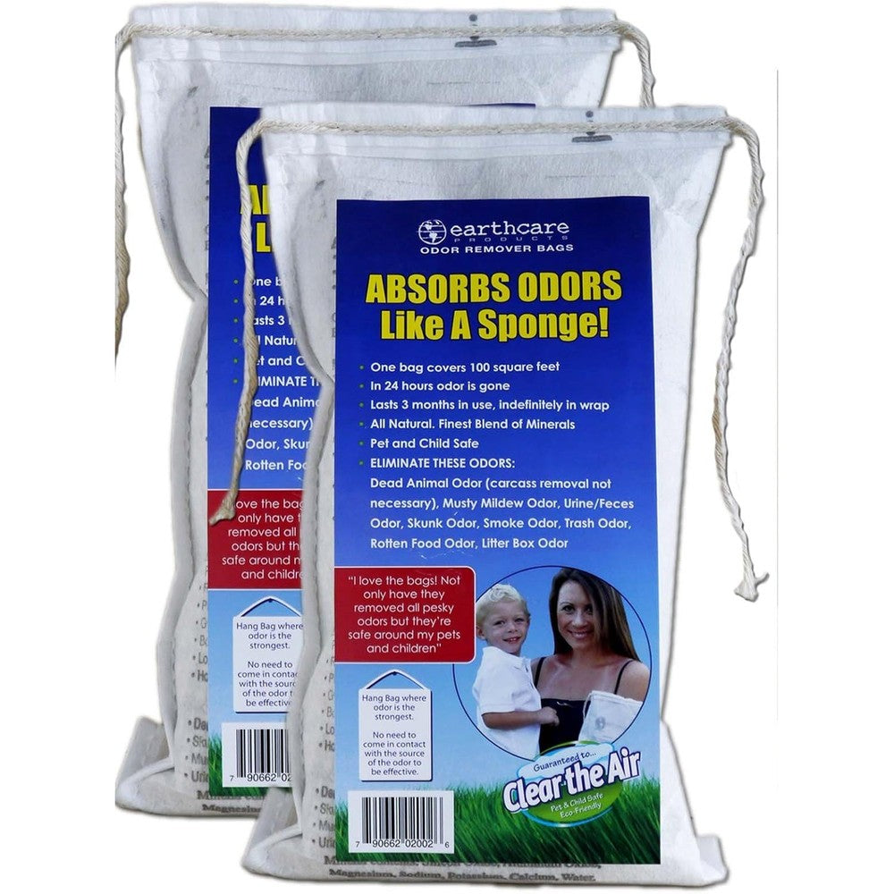 Earth Care Odor Removing Bag For Stubborn Smells And Pet Odor Elimination All Natural Deodorizer Pack Of 2