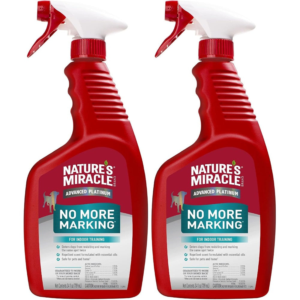 Nature's Miracle Advanced Platinum No More Marking Dog Training Spray Repellent Scent Indoor Behaviour Corrector Twenty Four Fluid Ounce Pack Of Two