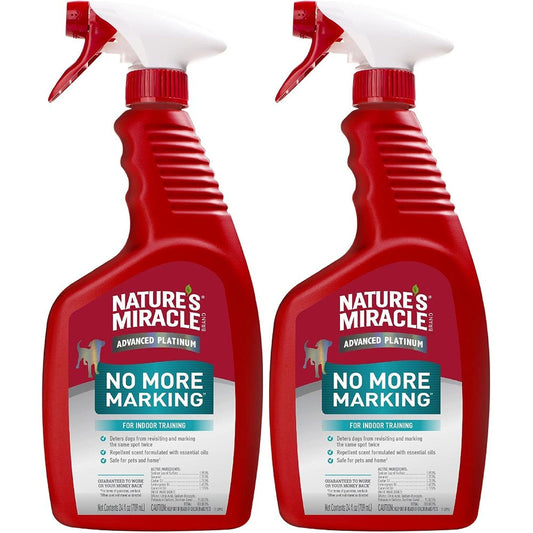 Nature's Miracle Advanced Platinum No More Marking Dog Training Spray Repellent Scent Indoor Behaviour Corrector Twenty Four Fluid Ounce Pack Of Two
