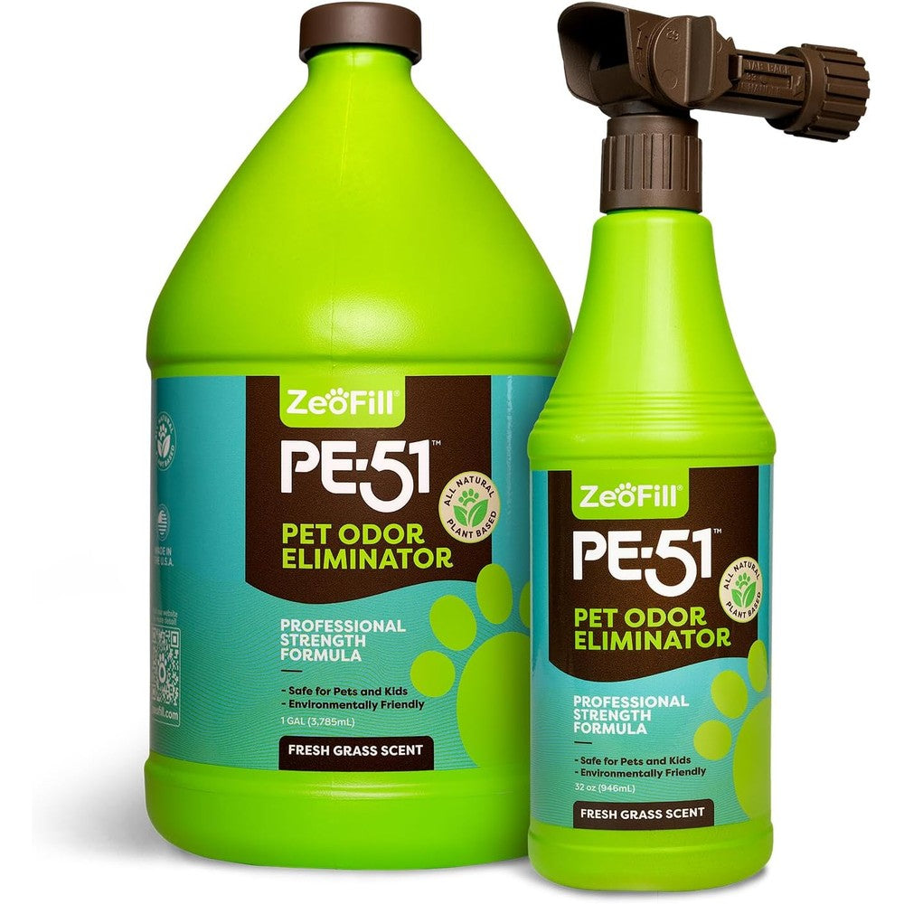 Zeofill PE-51 Turf Cleaner For Pet Urine And Odor Economy Pack One Gallon Concentrate And Thirty Two Ounce Hose End Sprayer