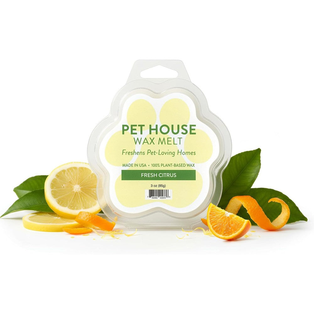 One Fur All Pet House Wax Melts Long Lasting Scented Pet Friendly Natural Soy Wax Pet Odor Eliminating Fresh Citrus Three Ounce Pack Of Two