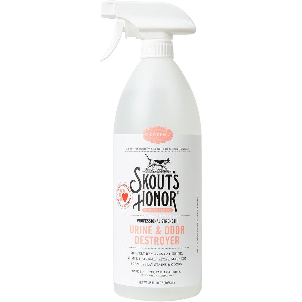 Skouts Honor Cat Urine And Odor Destroyer Professional Strength Plant Powered Cruelty Free Urine Eliminator For Carpets 35 Ounce