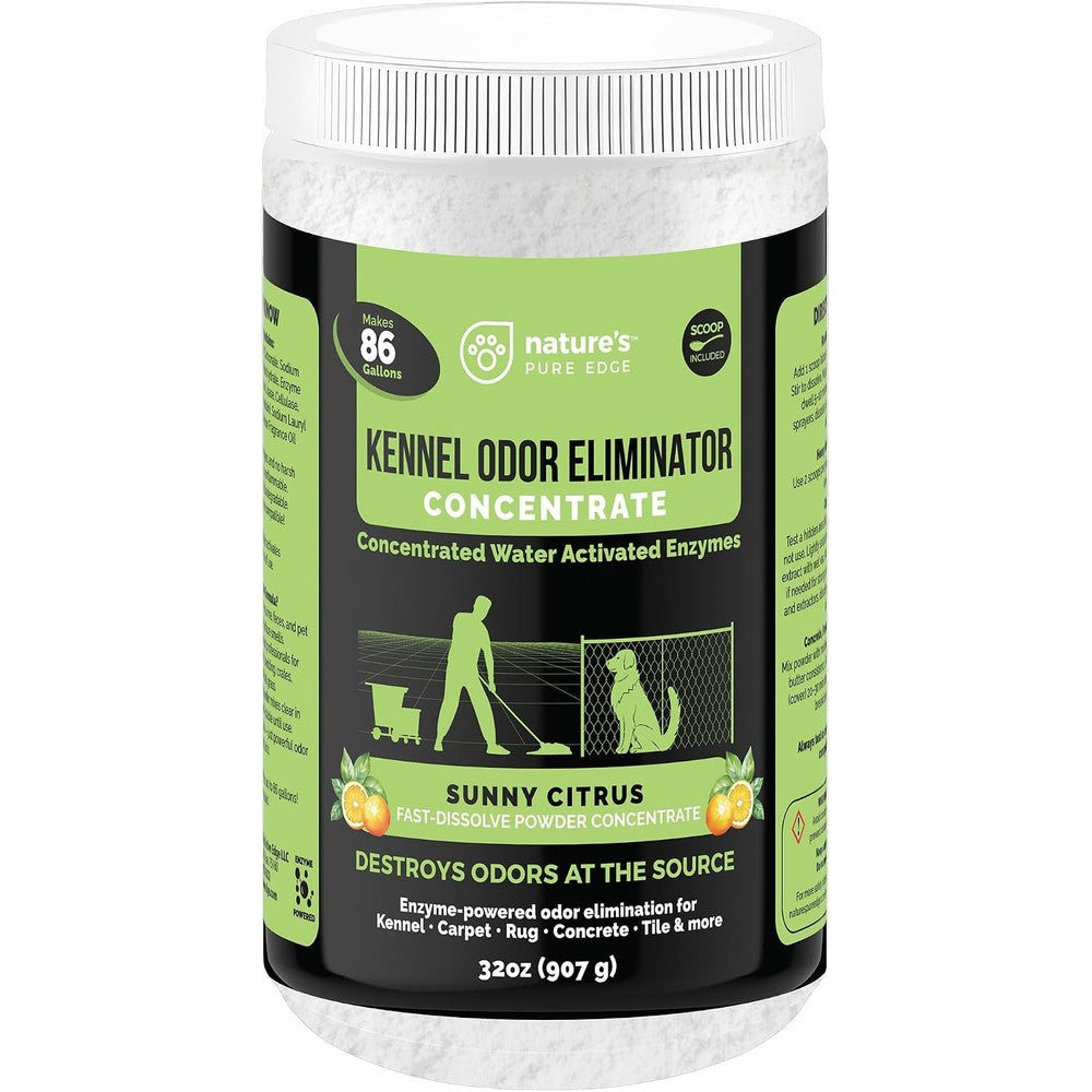 Nature's Pure Edge Kennel Odor Eliminator Enzyme Powder Concentrate Sunny Citrus Scent Thirty Two Ounces