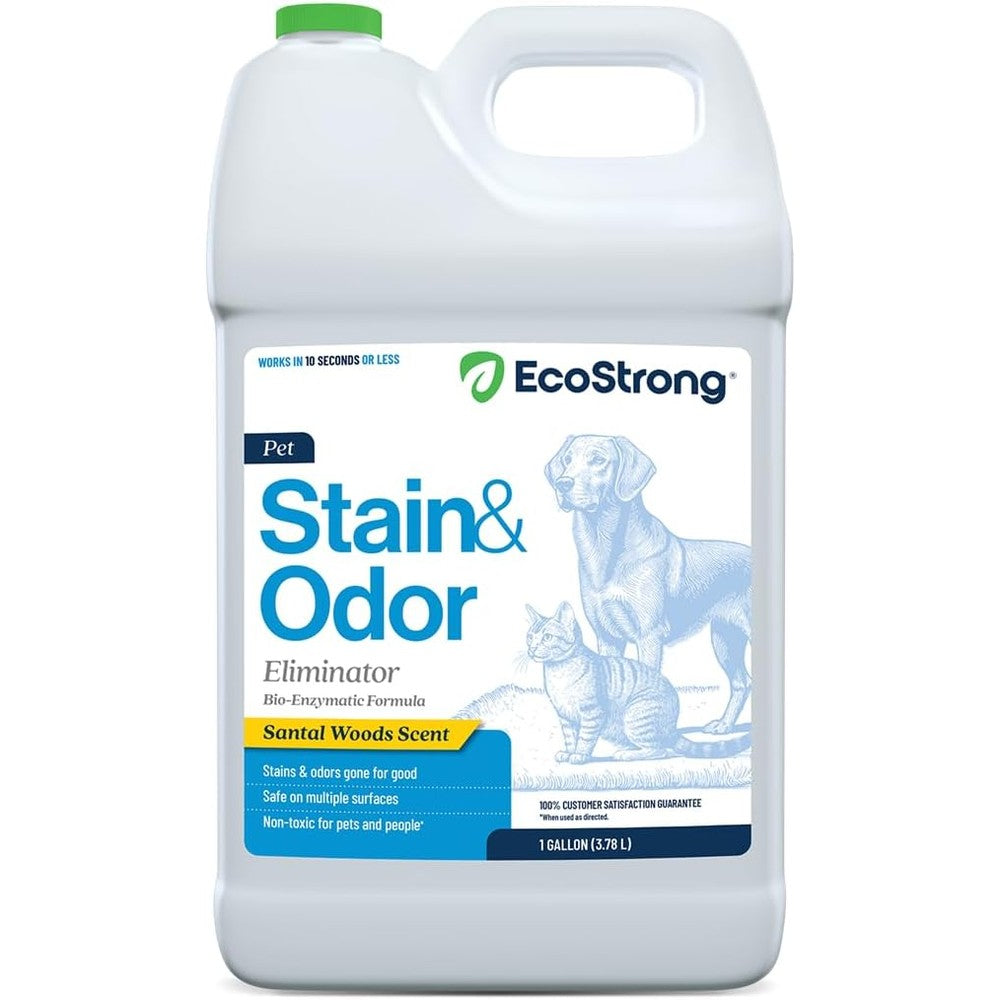 Eco Strong Pet Stain And Odor Remover Bio Enzymatic Urine Destroyer For Dogs And Cats Santal Woods Scent One Gallon 128 Ounce