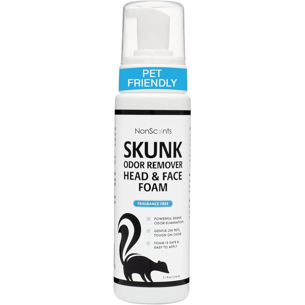 NonScents Skunk Odor Remover Head And Face Foam For Pets Carpets And Clothing Fragrance Free 7.5 Ounce