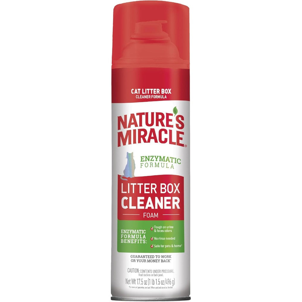 Nature's Miracle Foam Litter Box Cleaner Enzymatic Formula Tough On Cat Urine And Feces Odors Unscented Aerosol Spray 17.5 Ounce