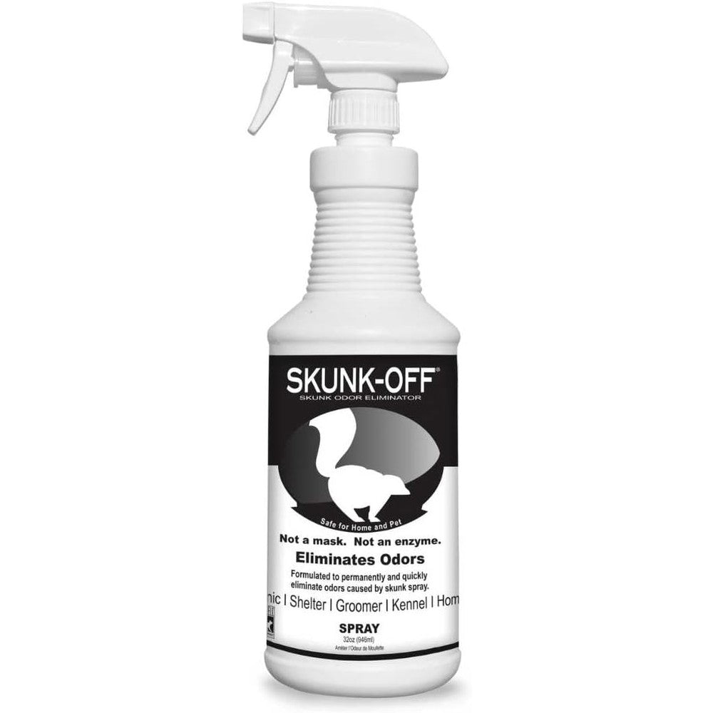 Odorcide Skunk-Off Pet Odor Eliminator Spray Unscented Liquid Soaker Ready To Use Non Enzymatic Formula Safe For Head And Face Thirty Two Ounce