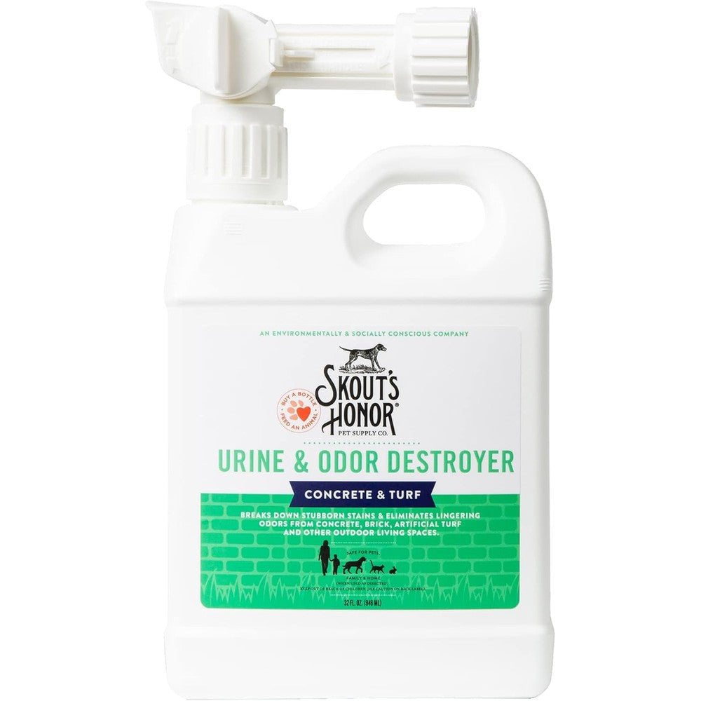 Skout's Honor Pet Urine And Odor Destroyer For Concrete And Turf Professional Strength Plant Powered Outdoor Stain Eliminator 32 Ounce