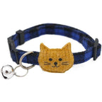 Pups And Pets Blue Plaid Adjustable Cat Collar With Safety Bell And Felt Kitty Charm For Kittens And Adult Cats