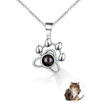 Getname Necklace Sterling Silver Personalized Cat And Dog Paw Pendant Photo Projection Necklace For Pet Memorial