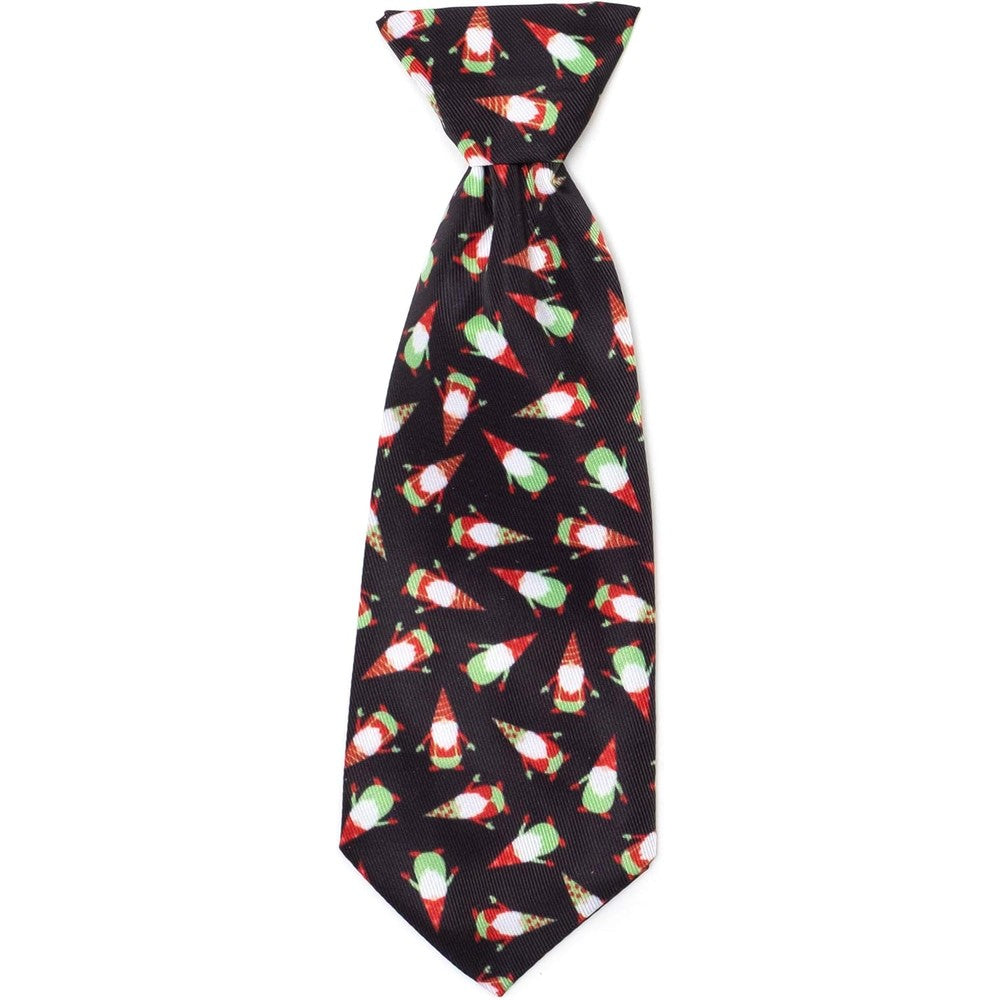 The Worthy Dog Gnomes Holiday Pet Neck Tie Comfortable Easy To Attach Polyester Christmas Costume Accessory For Large Dogs And Cats Black