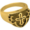 Memorial Gallery Men's Cross Cremation Ring Black 14K Gold and Sterling Silver Plating Pet Jewelry Size 8