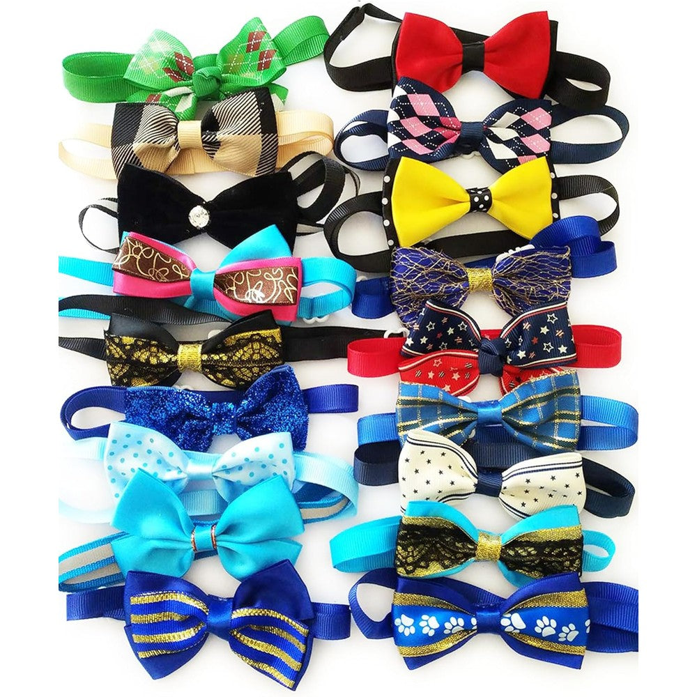 PET SHOW Adjustable Cute Dog Bow Ties Collar For Small Dogs And Cats Assorted Boy Bowties Pet Grooming Accessories Pack Of 50