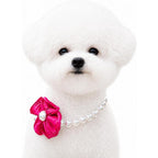 Sheens Elegant Pearl Flower Dog Necklace Adjustable And Stylish Ribbon Pet Collar Jewellery Accessory For Small And Medium Dogs