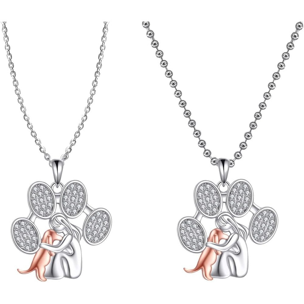 Blingbling Warmth Two Necklace Set Creative Pet And Human Wearable Interlocking Pendant Jewelry Crafted From Durable Zinc Alloy