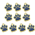 PATIKIL Animal Dog Cat Paw Print Pendants For DIY Jewelry Making Blue Enamel Glitter Footprint Charms 10 Pieces