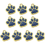 PATIKIL Animal Dog Cat Paw Print Pendants For DIY Jewelry Making Blue Enamel Glitter Footprint Charms 10 Pieces