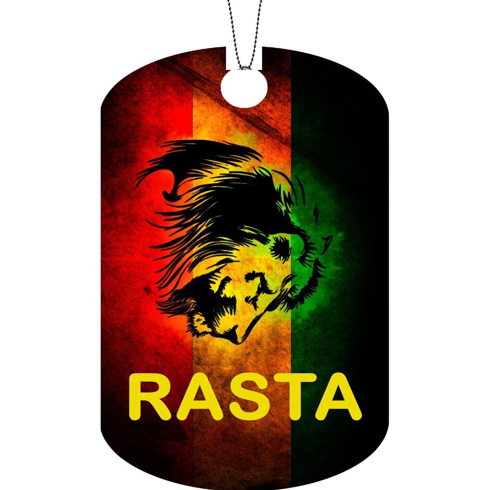 Fast Service Designs Rasta Flag Adult Dog Tag Chain Necklace Lion Version Oversized Aluminum Metal Pendant With Thirty Inch Ball Chain