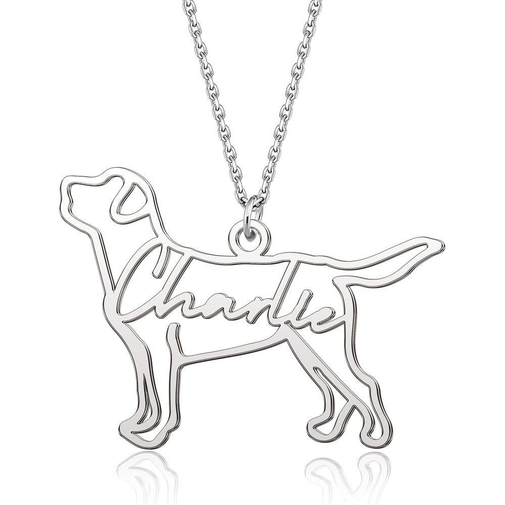 DemiJewelry Personalized Dog Memorial Necklace Custom Breed Silhouette And Name Pendant Jewelry Gift For Her