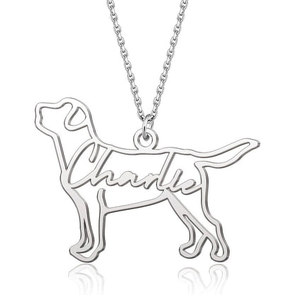 DemiJewelry Personalized Dog Memorial Necklace Custom Breed Silhouette And Name Pendant Jewelry Gift For Her