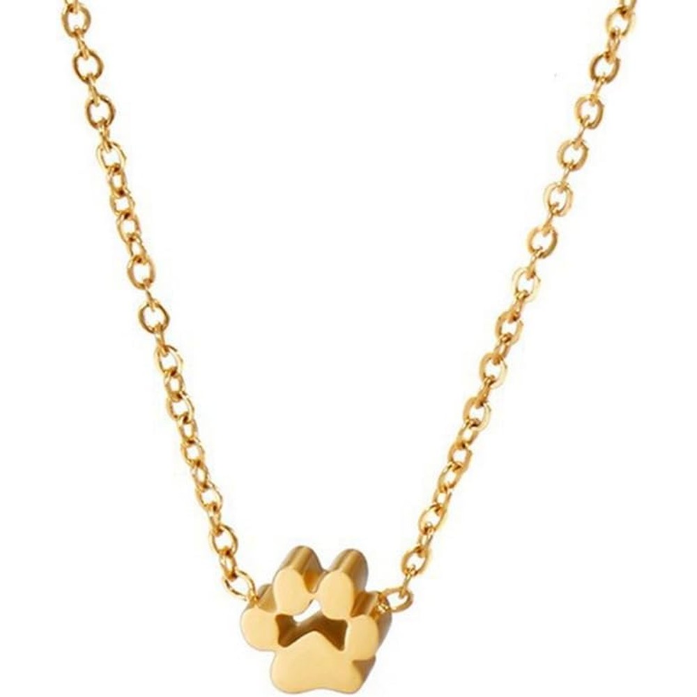 OIDIMS Dog Cat Paw Print Pendant Necklace Dainty Animal Choker Gold Plated Stainless Steel Adjustable Chain Minimalist Jewelry For Women Mom