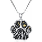 KZX 925 Sterling Silver Animal Pendant Paw Print Mountain Range Necklace Adjustable Chain For Women