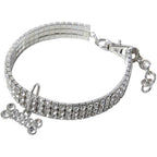 SUPVOX Pet Necklace Shiny Adjustable Dog Chain Jewelry Rhinestone Diamond Collar For Cat And Dog Puppy Kitten Bling White Medium Size