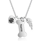 JewelOra ALBERTBAND Dog Necklace for Women Personalized Dog Paw Charm Pendant Necklace Custom Name Dog Bone Memorial Necklace Silver