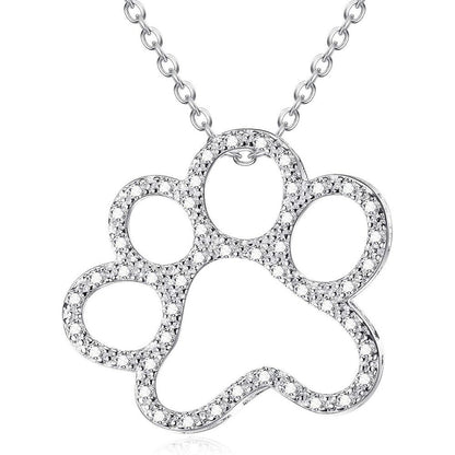 ONEFINITY Paw Print Necklace 925 Sterling Silver Cat Dog Paw Pendant Jewelry For Women Pet Lover Gifts With Cubic Zirconia 18 Inch Chain