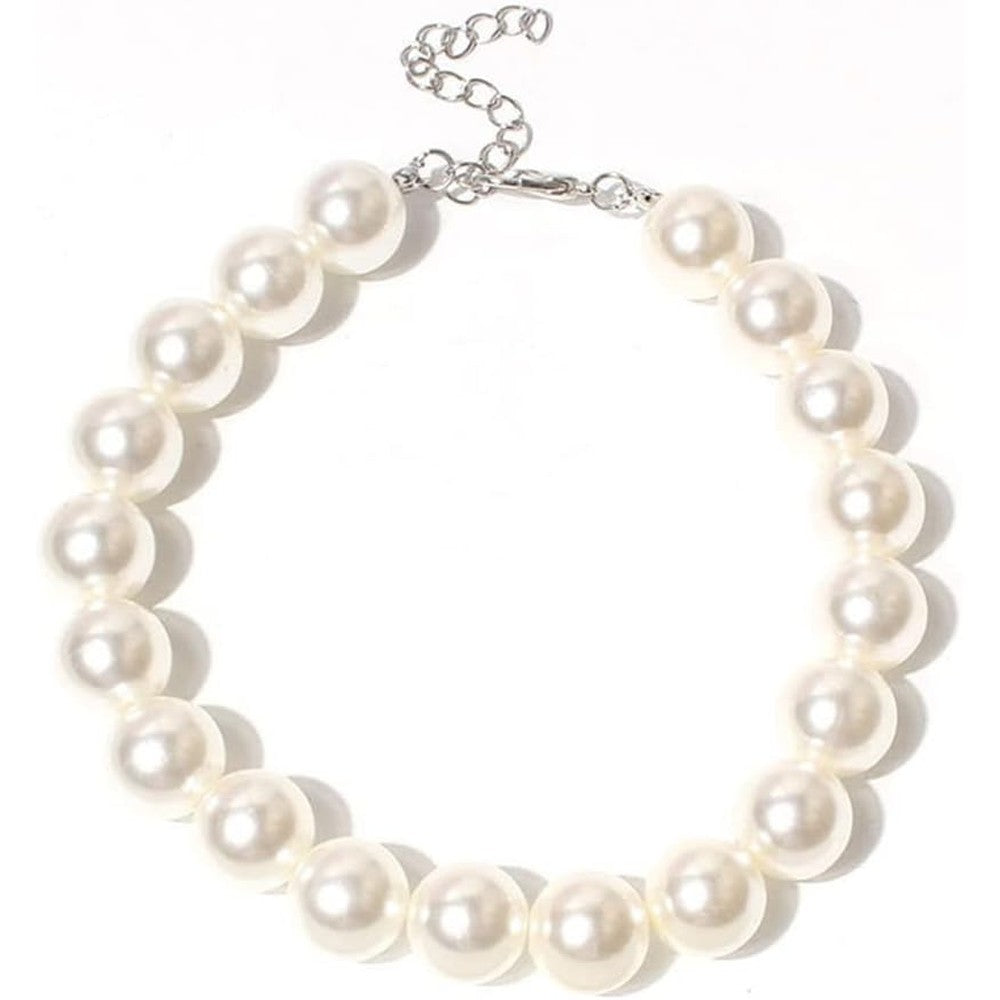 RayMinsino Adorable Pet Pearl Collar Adjustable Beaded Cat Dog Necklace Jewelry Dress Accessories For Chihuahua Yorkie White Small