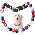AnitasStitches Adjustable Independence Day Beaded Dog Collar 20mm Red White Blue Patriotic Themed Acrylic Pet Necklace For Small And Large Dogs