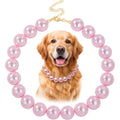 KYNOX Chunky Pearl Dog Necklace Elegant Adjustable Beaded Pet Jewelry Fashion Accessory For Medium And Large Breeds Pink 16 Inch