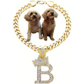 BA UNIQUE FASHION Cuban Letter Initial Dog Chain Necklace Pet Cat Puppy Collar In 14K Gold Plated Alloy B Variant 10 Inch