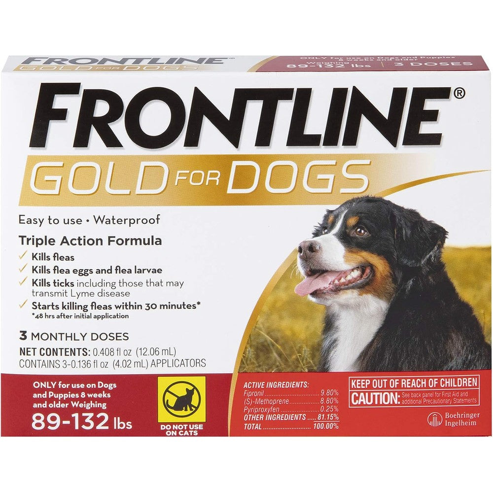 Frontline Gold Flea And Tick Treatment For Extra Large Dogs Weighing Eighty Nine To One Hundred Thirty Two Pounds Topical Solution Pack Of Three