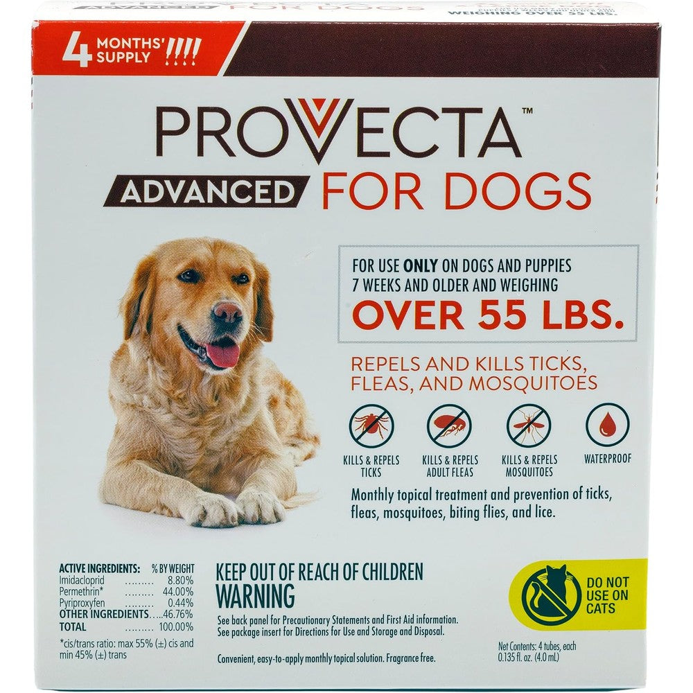 Provecta Advanced Flea And Tick Topical Treatment For Extra Large Dogs Over Fifty Five Pounds Four Month Supply