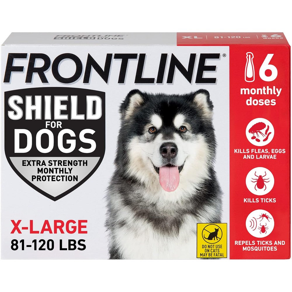 FRONTLINE Shield Flea And Tick Treatment For Extra Large Dogs 81 To 120 Pounds Topical Monthly Pest Prevention Pack 6 Doses