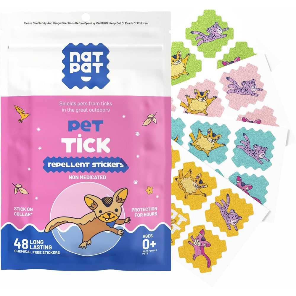 The Natural Patch Co NATPAT Outdoor Pet Patches For Dogs And Cats Plant Based Essential Oils Tick Repellent Non Toxic DEET Free Forty Eight Patches