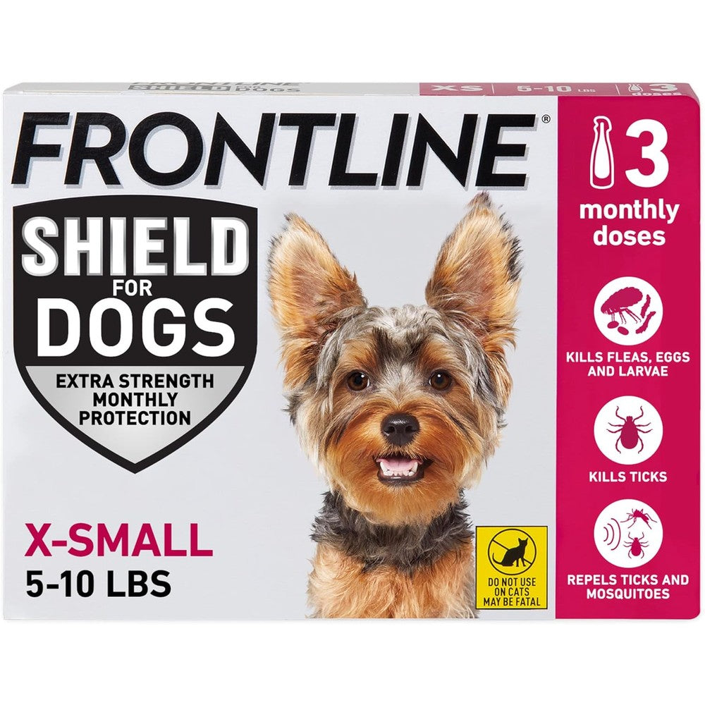 Frontline Shield Flea And Tick Treatment For Extra Small Dogs Five To Ten Pounds Long Lasting Three Month Supply Dose Count Of Three