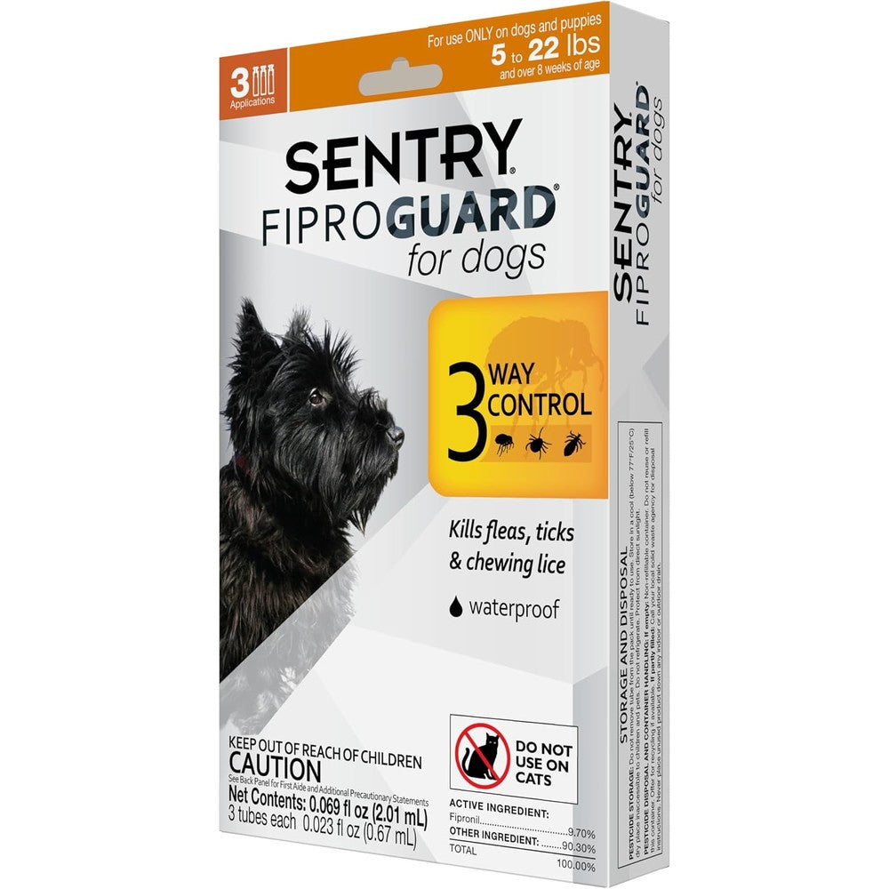Sentry Fiproguard Topical Flea And Tick Prevention For Small Dogs And Puppies Five To Twenty Two Pounds Three Month Supply