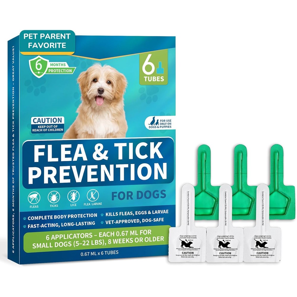 Lerqua Flea And Tick Prevention For Small Dogs Six Month Supply Topical Fast Acting Treatment Drops For Dogs Weighing Five To Twenty Two Pounds