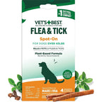 Vet's Best Natural Flea And Tick Drops For Large Dogs Plant Based Topical Spot On Pest Control Treatment Four Month Supply