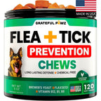 DuoXingTang Grateful Pawz Flea And Tick Prevention For Dogs Chewables Natural Supplement Oral Pest Defense For All Breeds 120 Soft Tablets