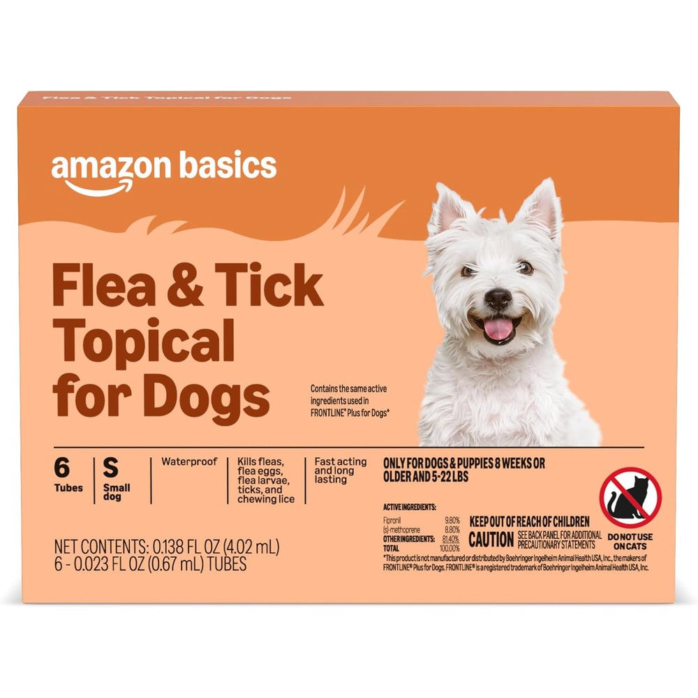Amazon Basics Preventative Flea And Tick Topical Treatment For Small Dogs Five To Twenty Two Pounds Six Count