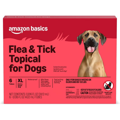Amazon Basics Flea And Tick Topical Treatment And Prevention For Extra Large Dogs Eighty Nine To One Hundred Thirty Two Pounds 6 Count