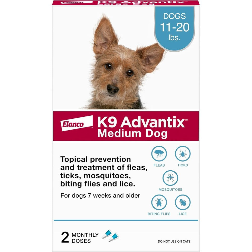 K9 Advantix Flea Tick And Mosquito Prevention For Medium Dogs 11 To 20 Pounds Monthly Topical Drops Pest Treatment Two Treatments
