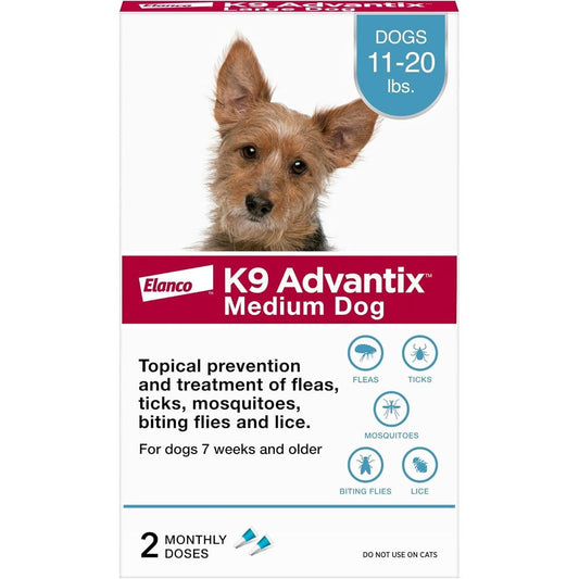 K9 Advantix Flea Tick And Mosquito Prevention For Medium Dogs 11 To 20 Pounds Monthly Topical Drops Pest Treatment Two Treatments