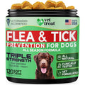Vet Treat Natural Flea and Tick Prevention Chewables for Dogs Chicken Flavor Oral Supplement Safe for All Breeds One Hundred and Twenty Soft Chews